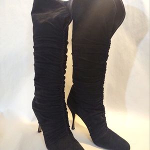Dolce Gabbana Black Suede knee high stiletto Boots